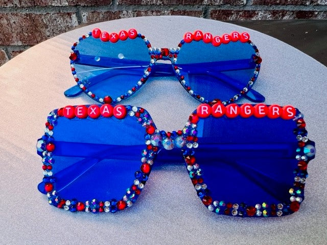 Custom Texas Rangers Rhinestone Sunglasses