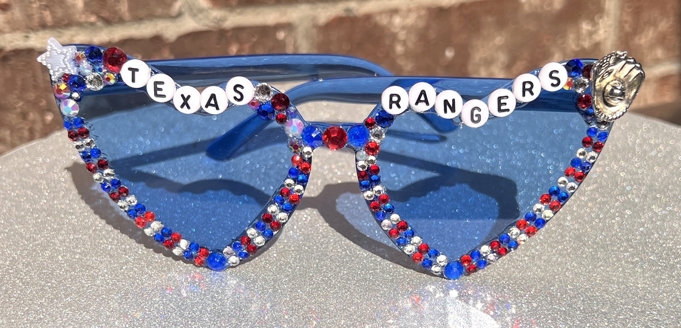 Custom Texas Rangers Rhinestone Sunglasses