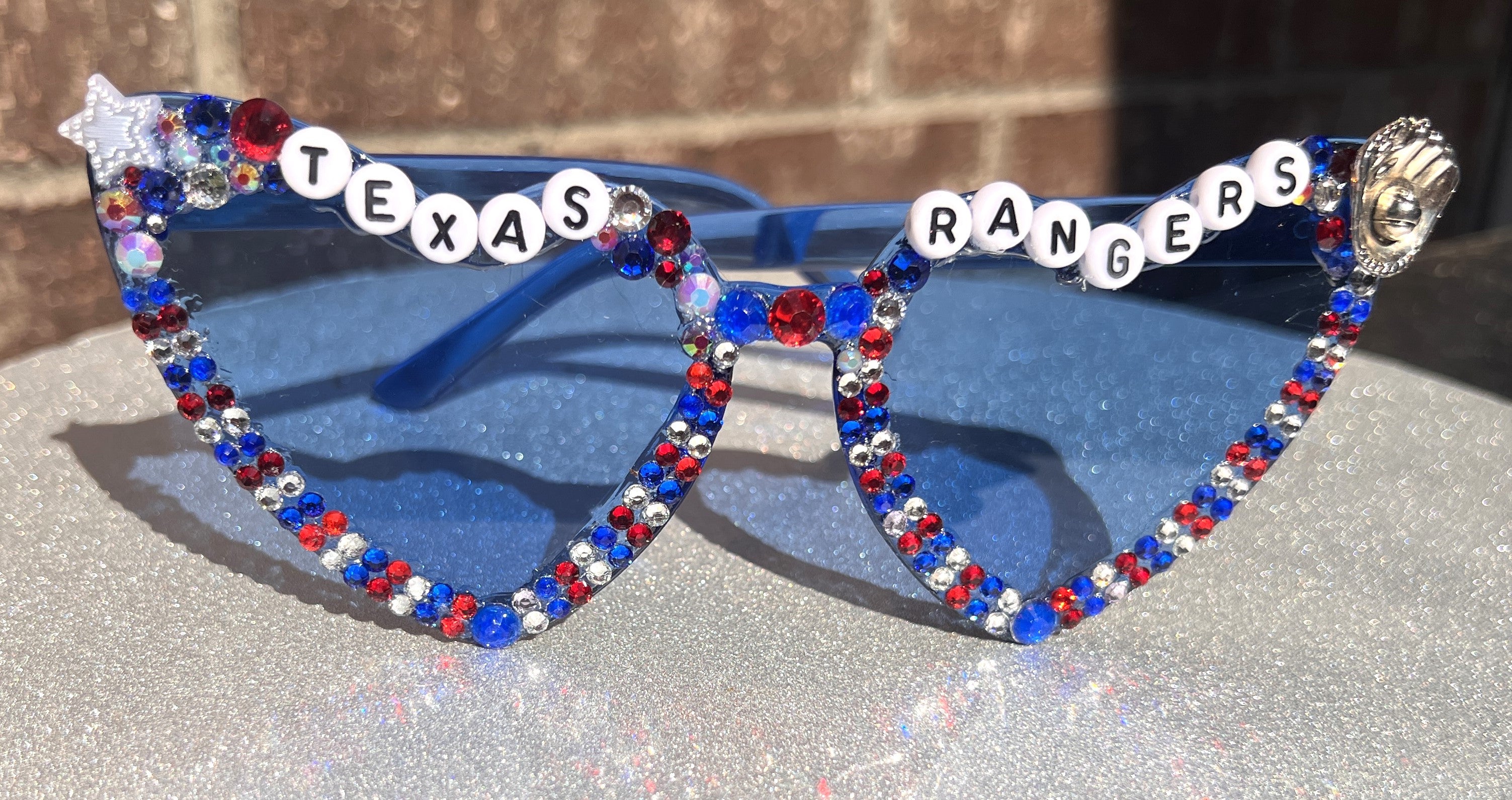Custom Texas Rangers Rhinestone Sunglasses