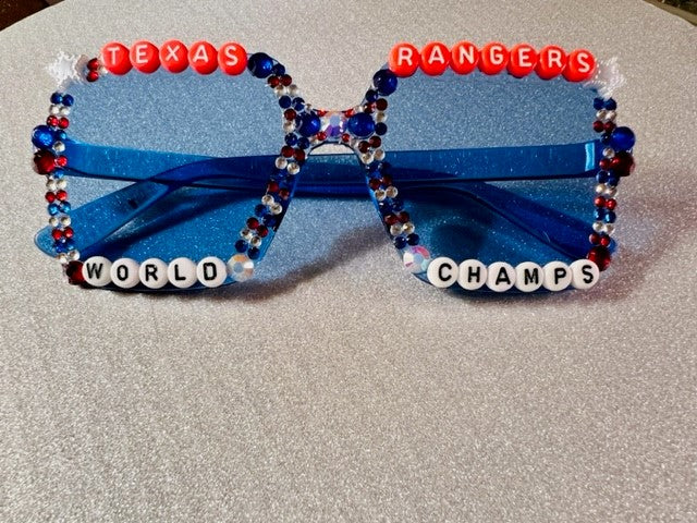 Custom Texas Rangers Rhinestone Sunglasses