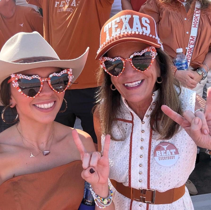 Custom HOOK ‘EM Horns Rhinestone Bedazzled Sunglasses